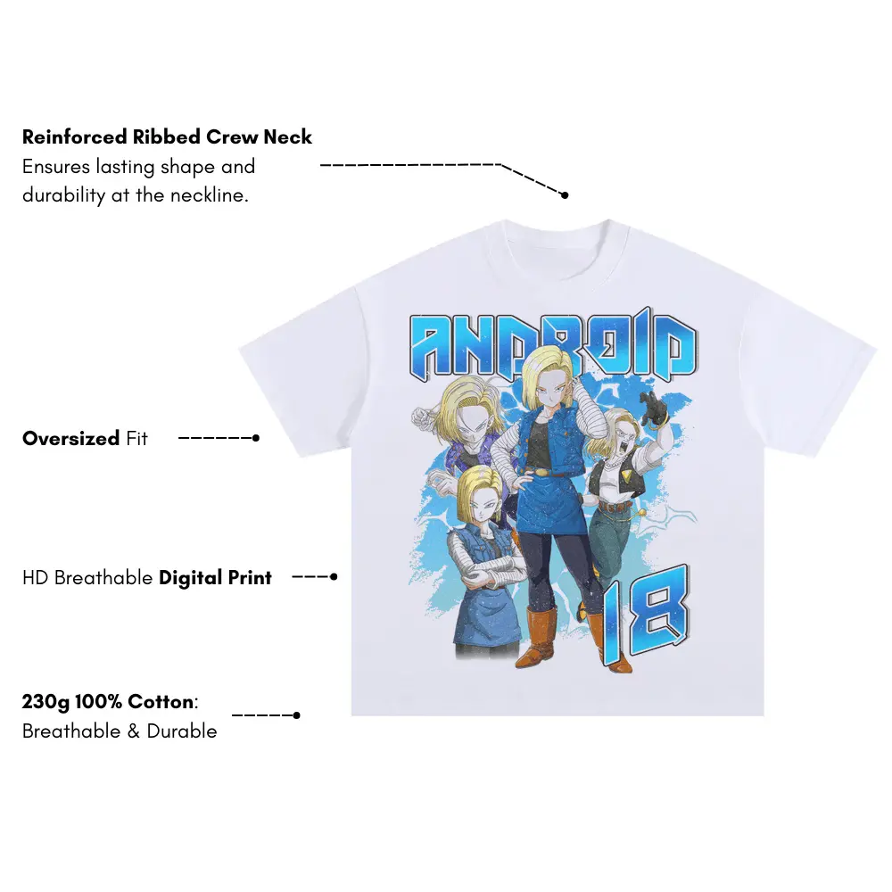 Androids Rebellion Oversized White Graphic Tee - Image 4