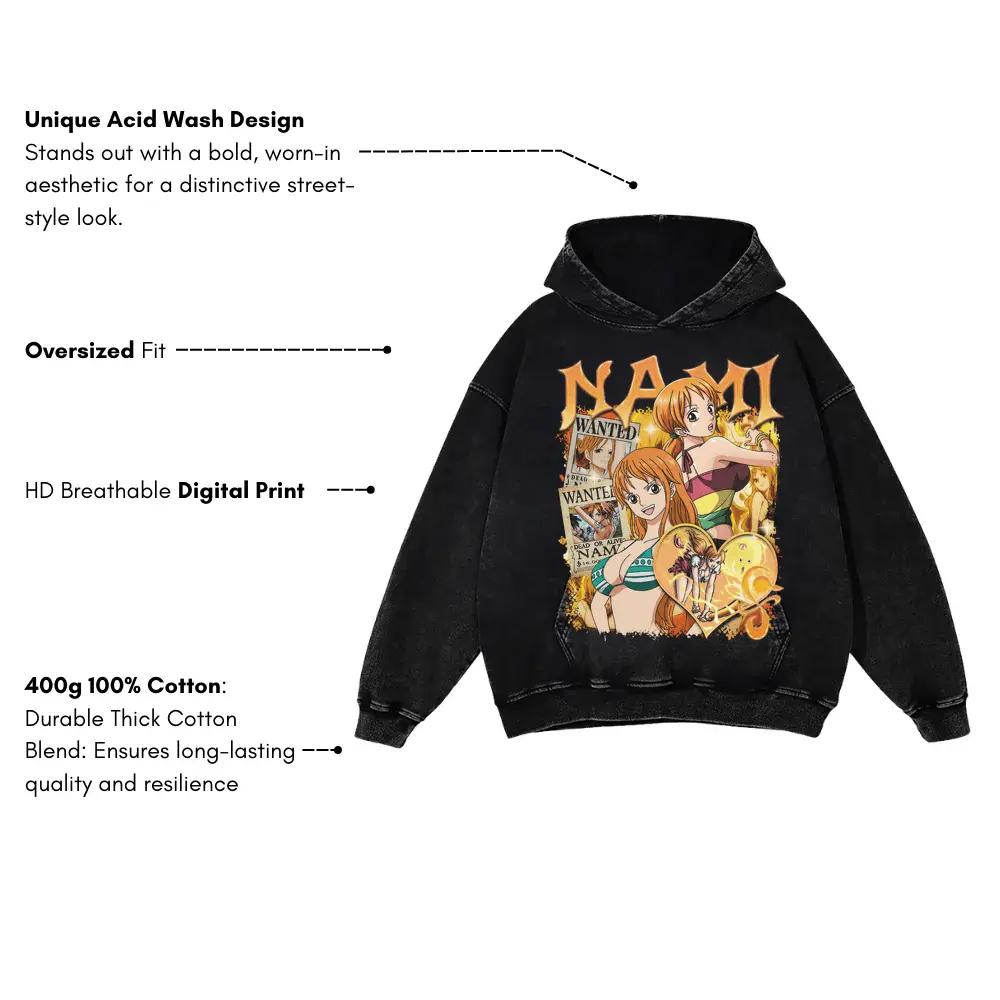 Cat Burglar Navigator Acid Wash Oversized Hoodie - Image 3