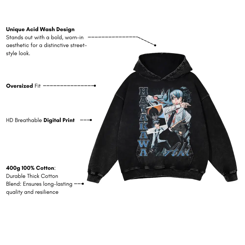 Court Setter Kageyama Acid Wash Oversized Hoodie - Image 3