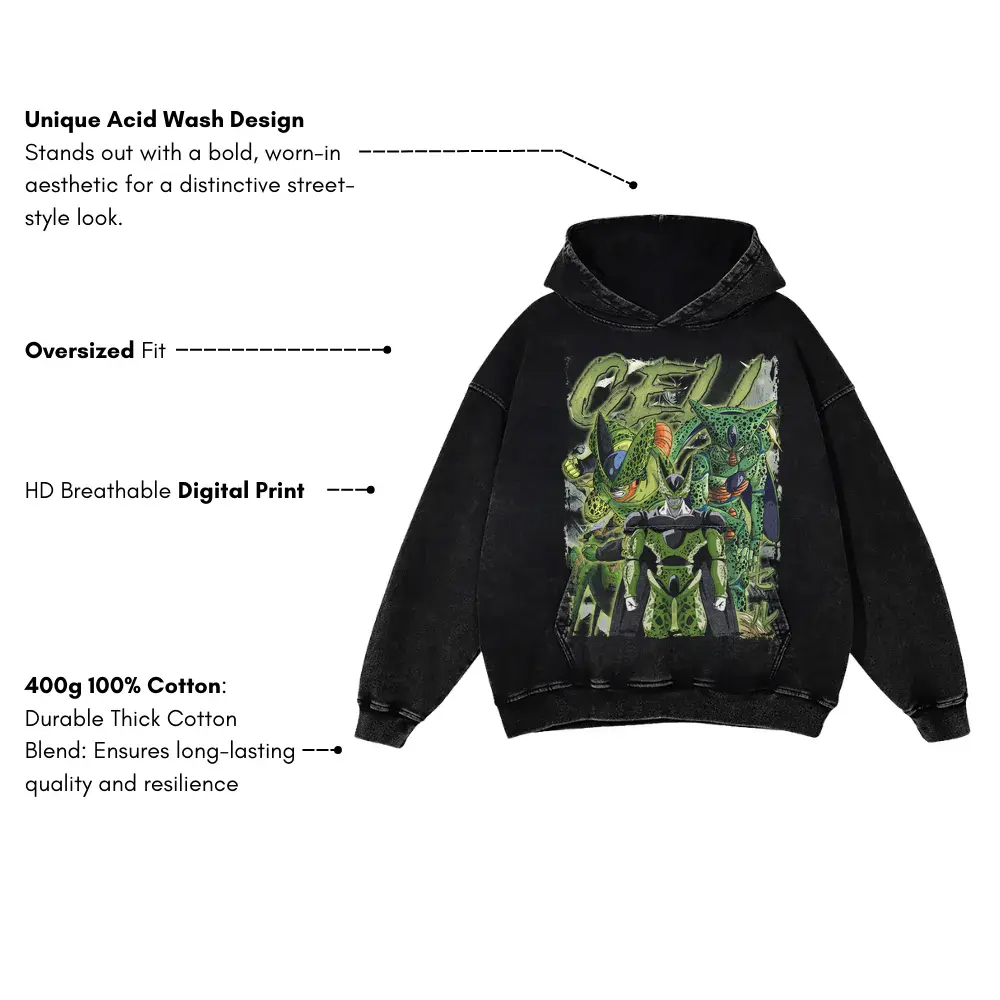 Dragonzord Power Acid Wash Oversized Hoodie - Image 3