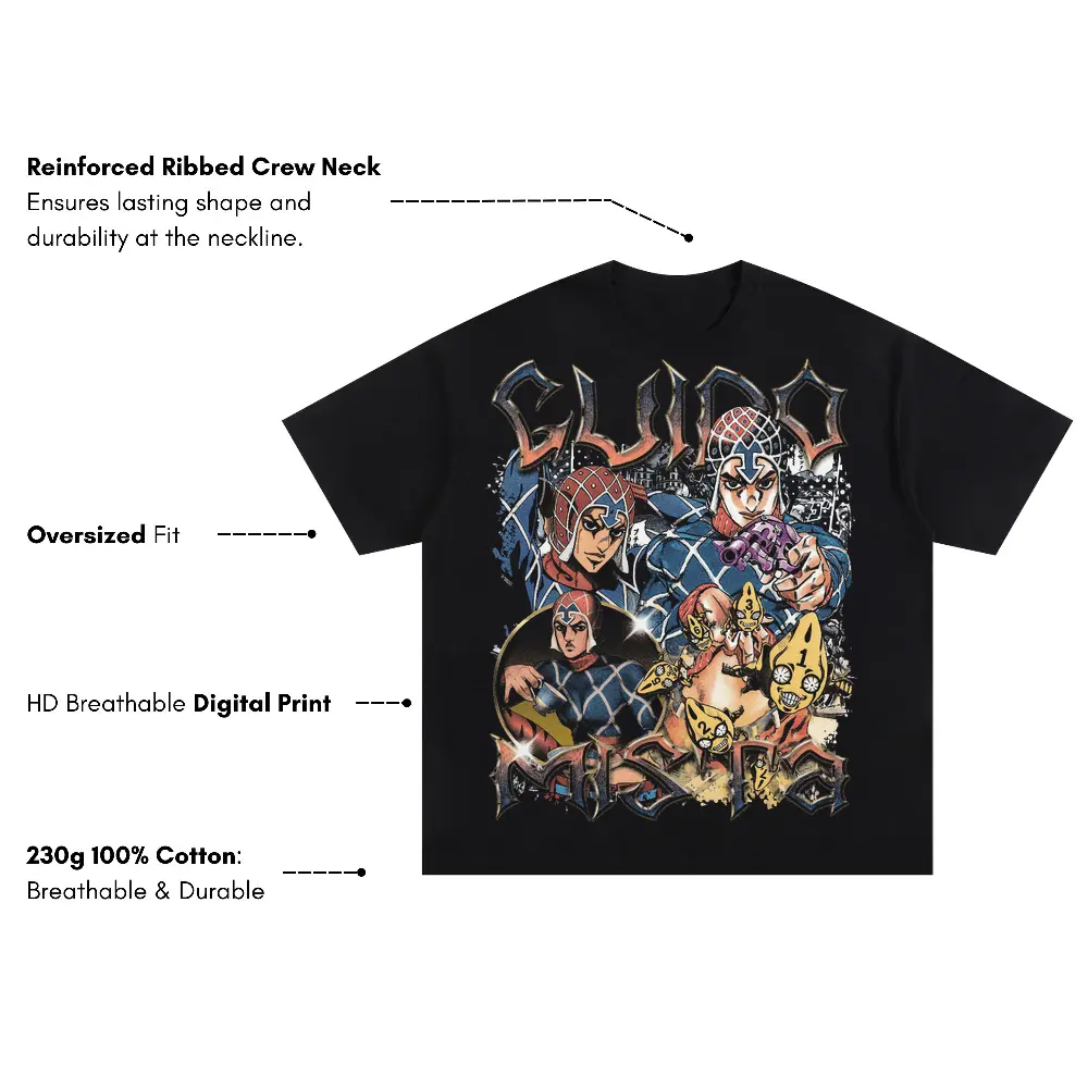 Golden Experience Dream Oversized Black Graphic Tee - Image 3