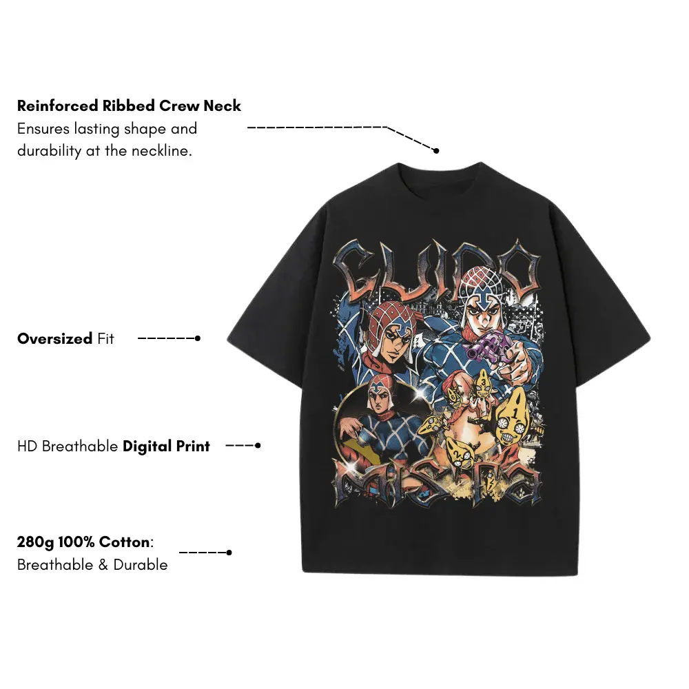 Golden Experience Dream Heavyweight Oversized Black Graphic Tee - Image 3