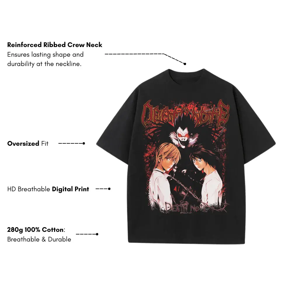 Kira Versus L Heavyweight Oversized Black Graphic Tee - Image 3