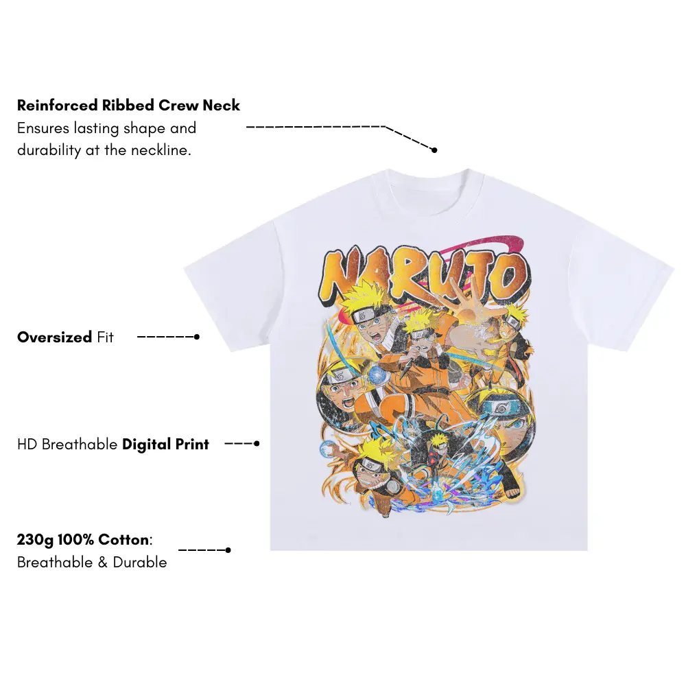 Shinobi World Chronicles Oversized White Graphic Tee - Image 4