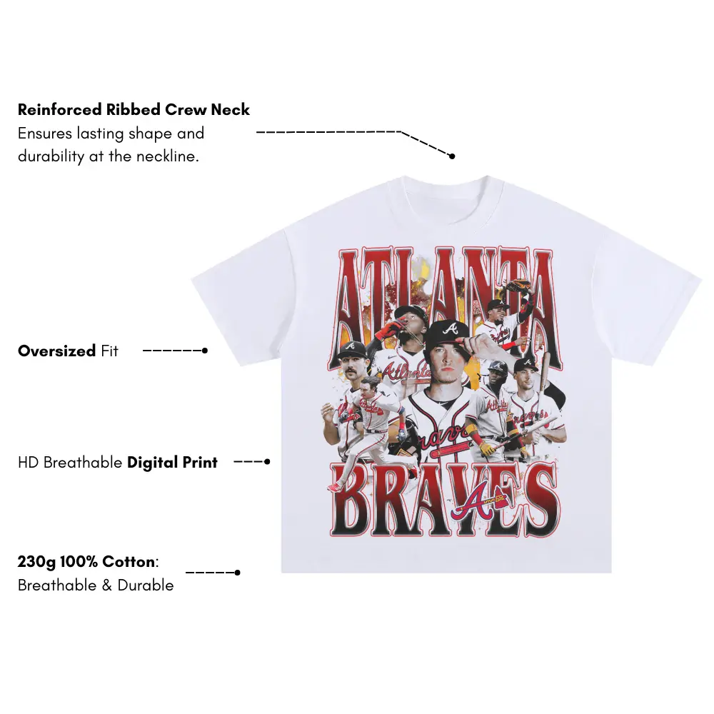 Atlanta Braves Brigade Oversized White Graphic Tee - Image 4