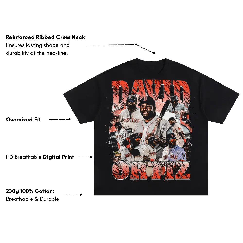 Big Papi Boston Legend Oversized Black Graphic Tee - Image 4