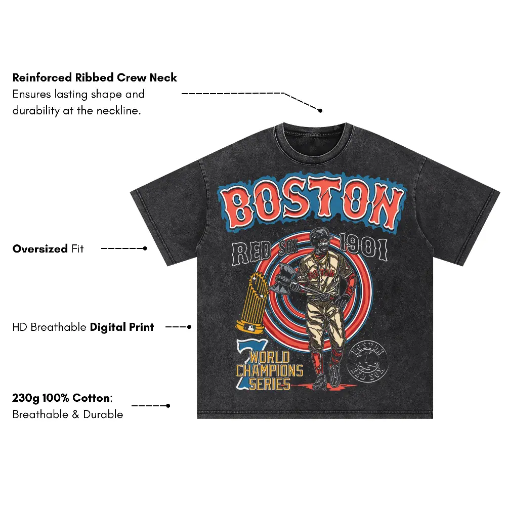 Boston Red Sox Champions Oversized Acid Wash T-shirt - Image 4
