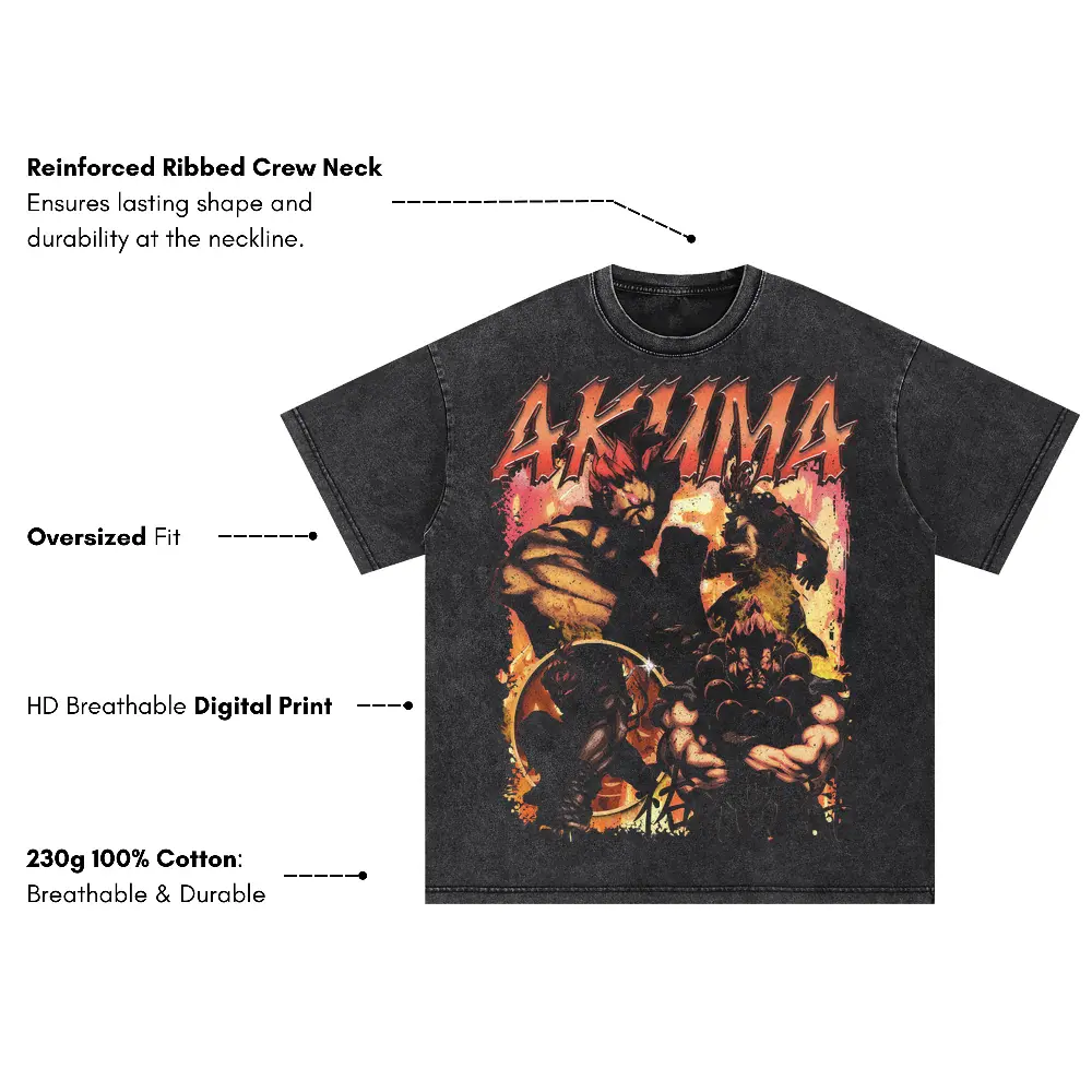Akuma The Supreme Master Oversized Acid Wash T-shirt - Image 4