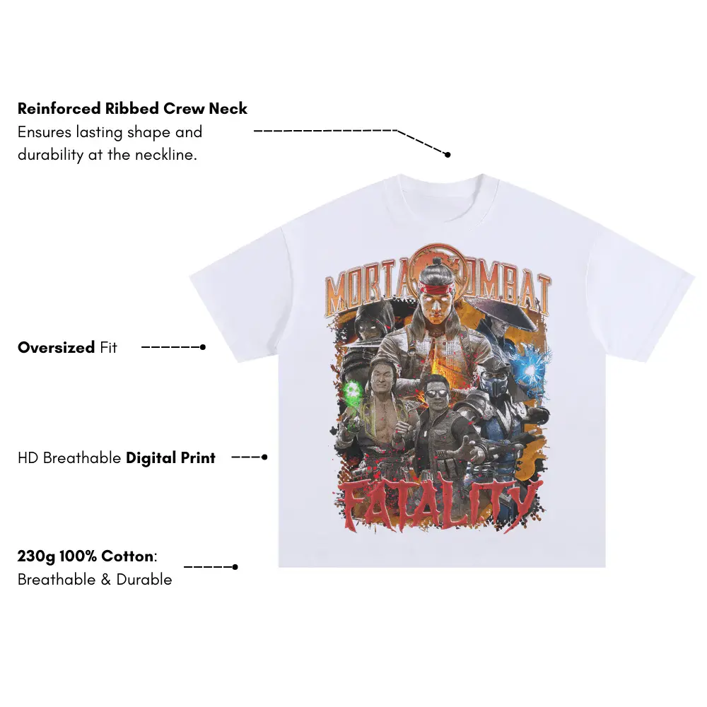 Mortal Kombat Legacy Oversized White Graphic Tee - Image 4