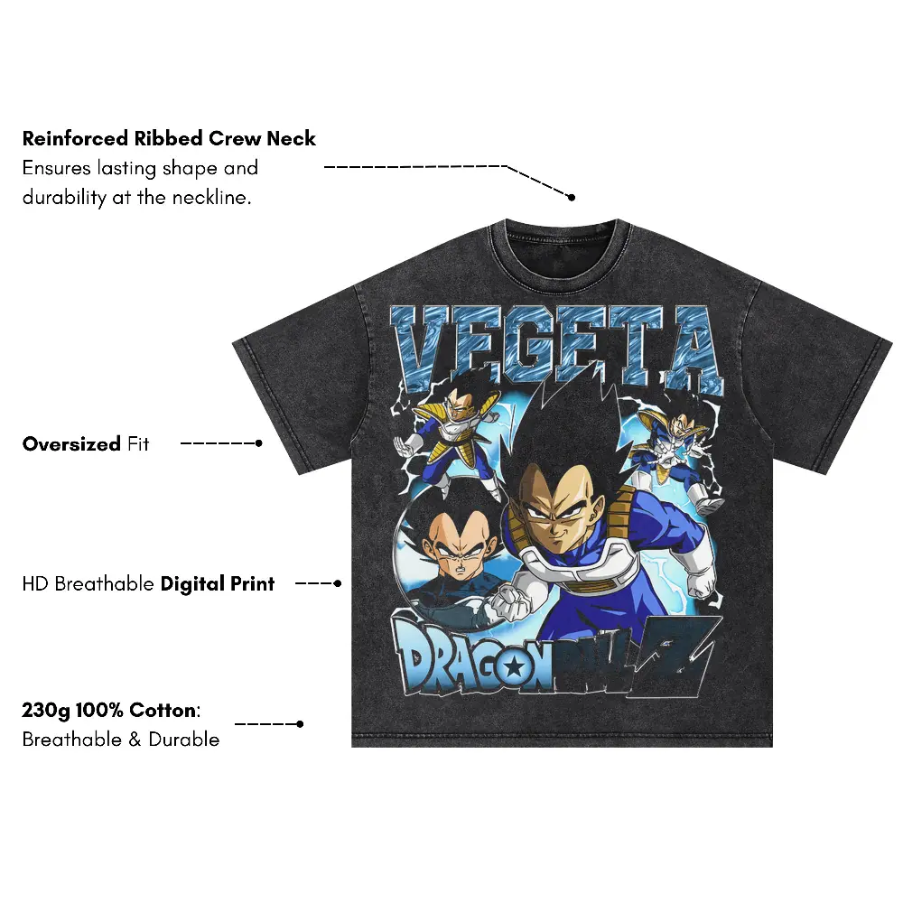 Vegeta DBZ Legacy Oversized Acid Wash T-shirt - Image 4