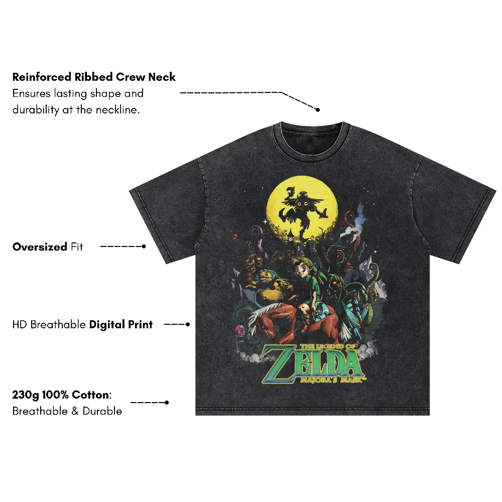 Zelda Majora's Night Oversized Acid Wash T-shirt - Image 4