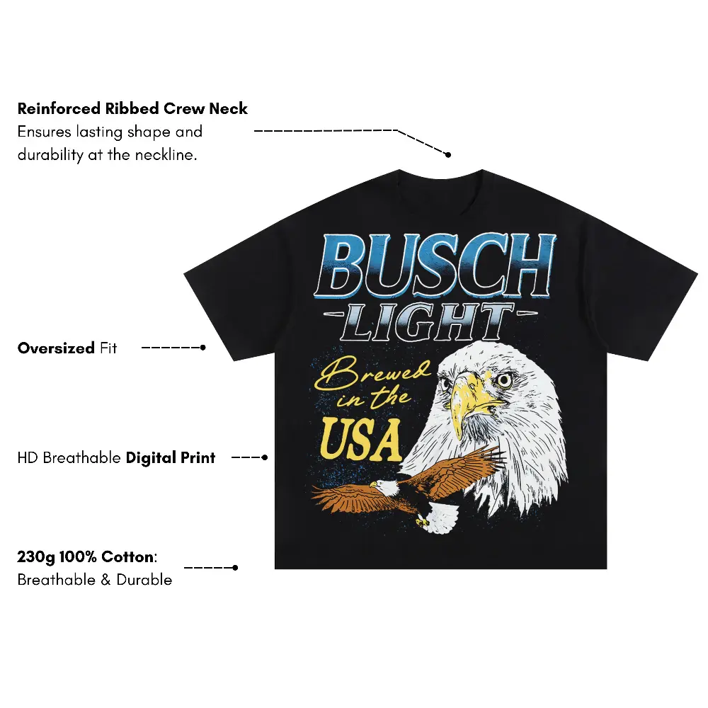 Brewed In The USA Eagle Oversized Black Graphic Tee - Image 4