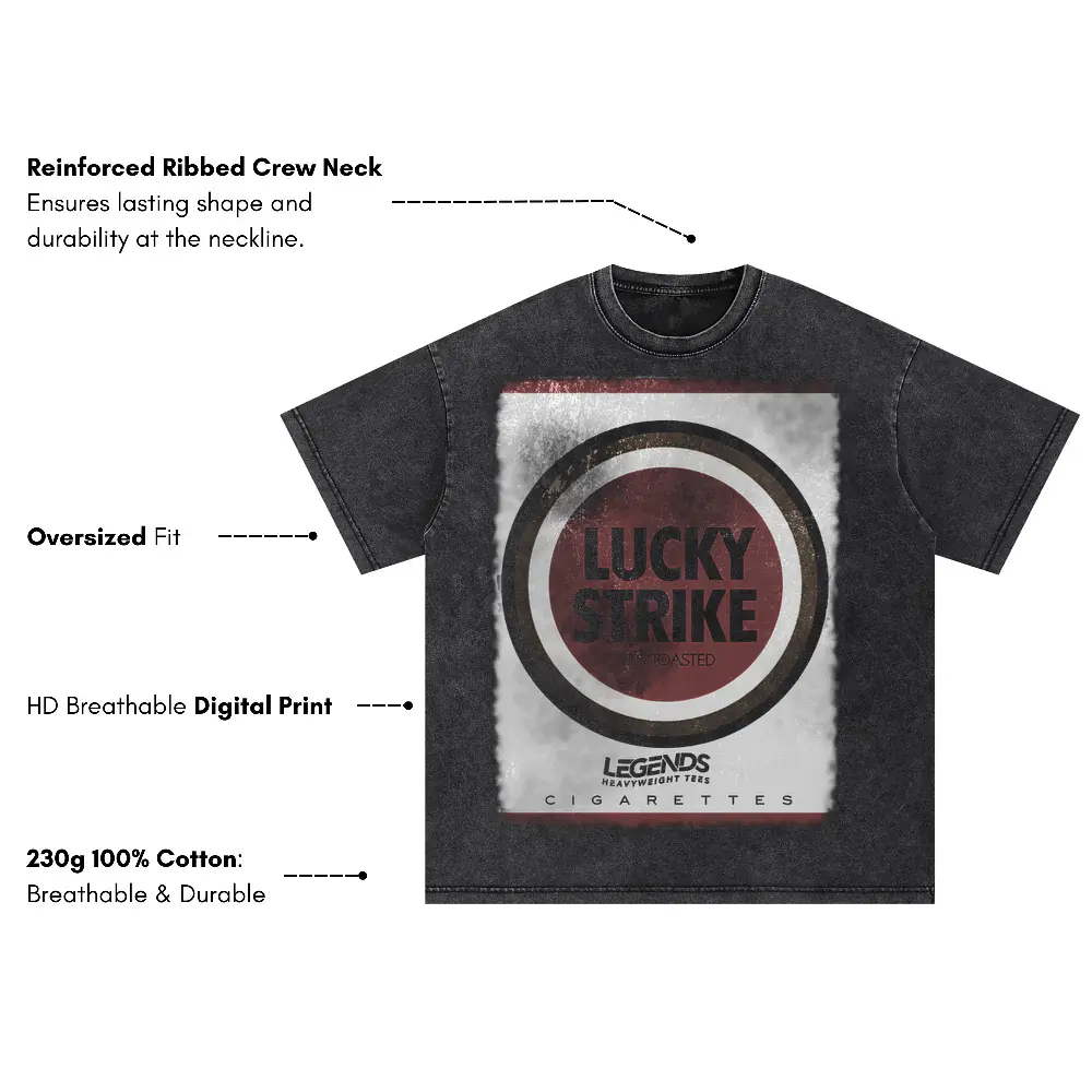 Lucky Strike Legends Oversized Acid Wash T-shirt - Image 4