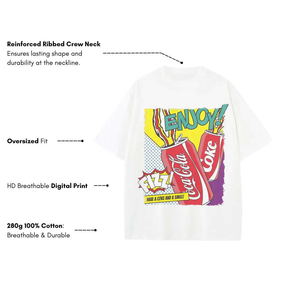Pop Art Refreshment Heavyweight Oversized White Graphic Tee - Image 4