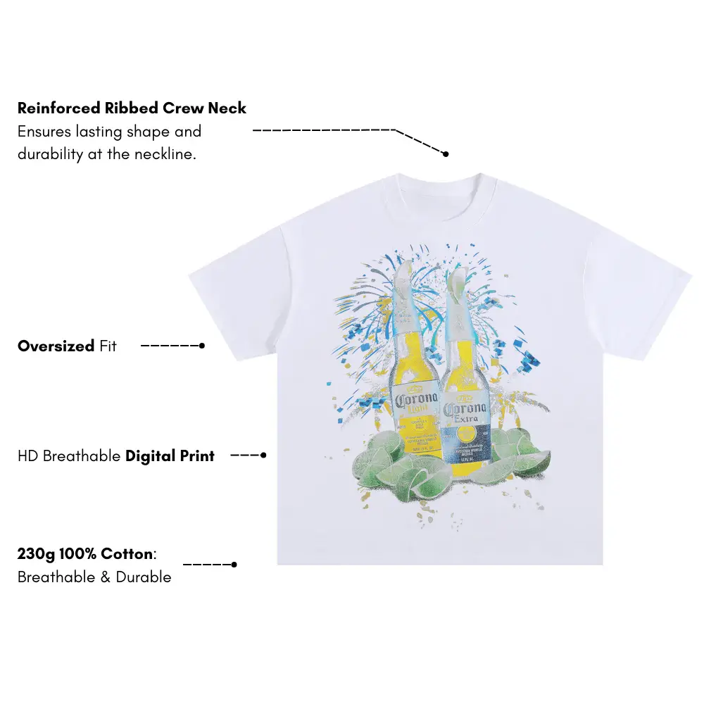 Twin Coronas On Ice Oversized White Graphic Tee - Image 4