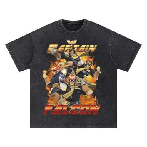 Falcon Punch Oversized Acid Wash T-shirt