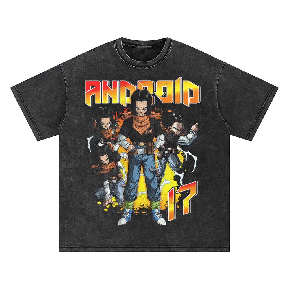 Cell Saga Androids Oversized Acid Wash T-shirt