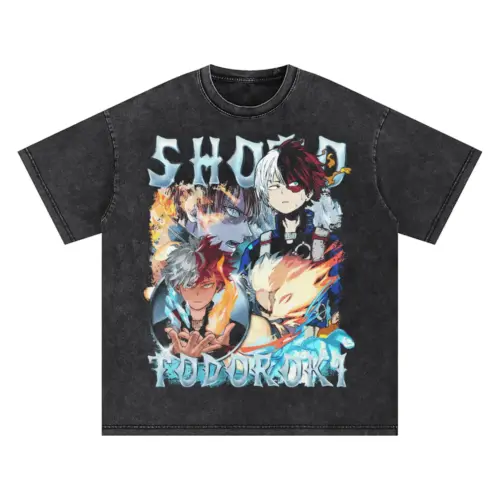 Half Cold Half Hot Hero Oversized Acid Wash T-shirt