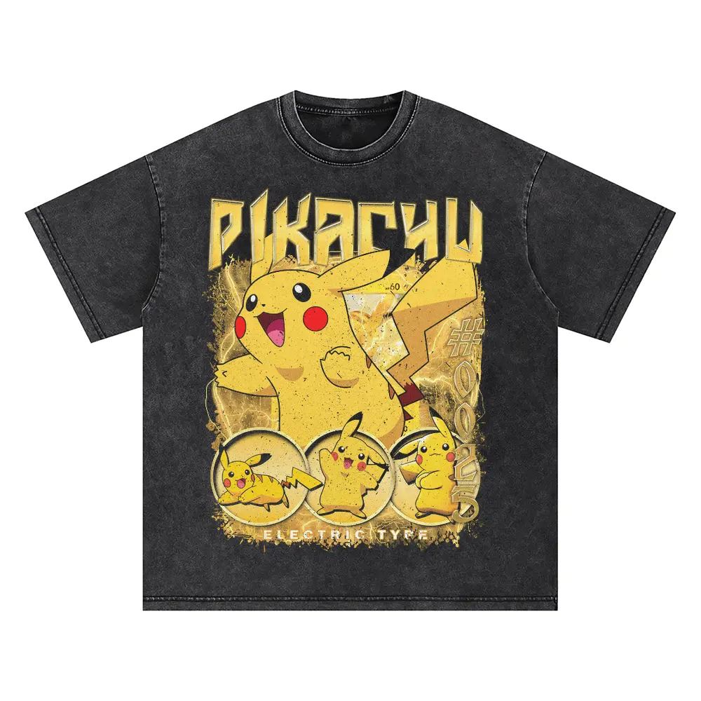 I Choose You Pikachu Oversized Acid Wash T-shirt