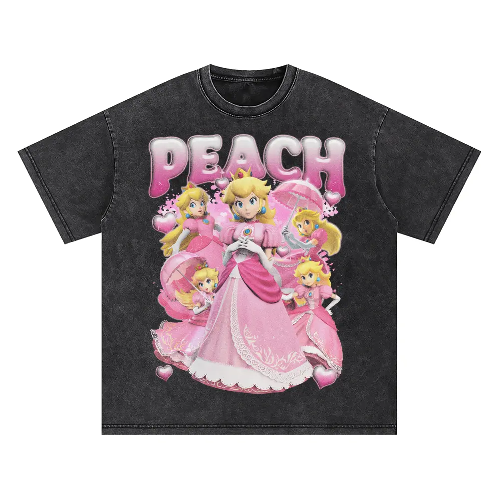 Mushroom Kingdom Royalty Oversized Acid Wash T-shirt