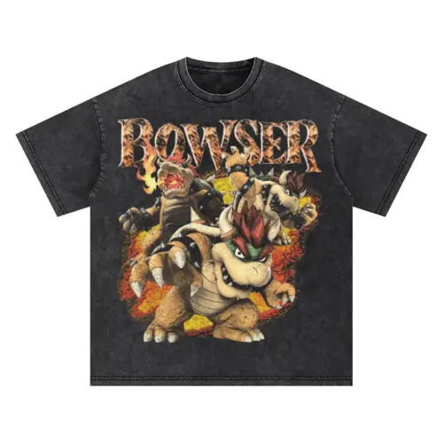 Bowser King Koopa Oversized Acid Wash T-shirt