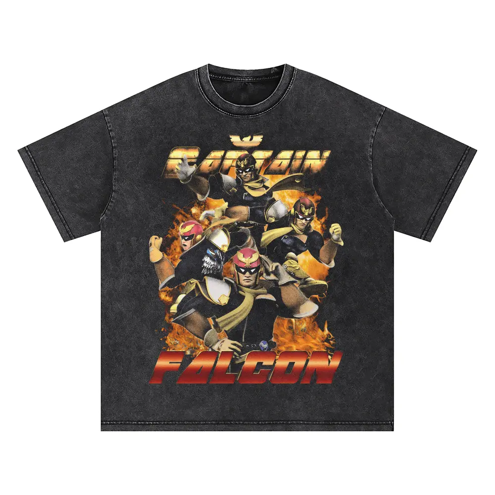 Captain Falcon Show Your Moves Oversized Acid Wash T-shirt