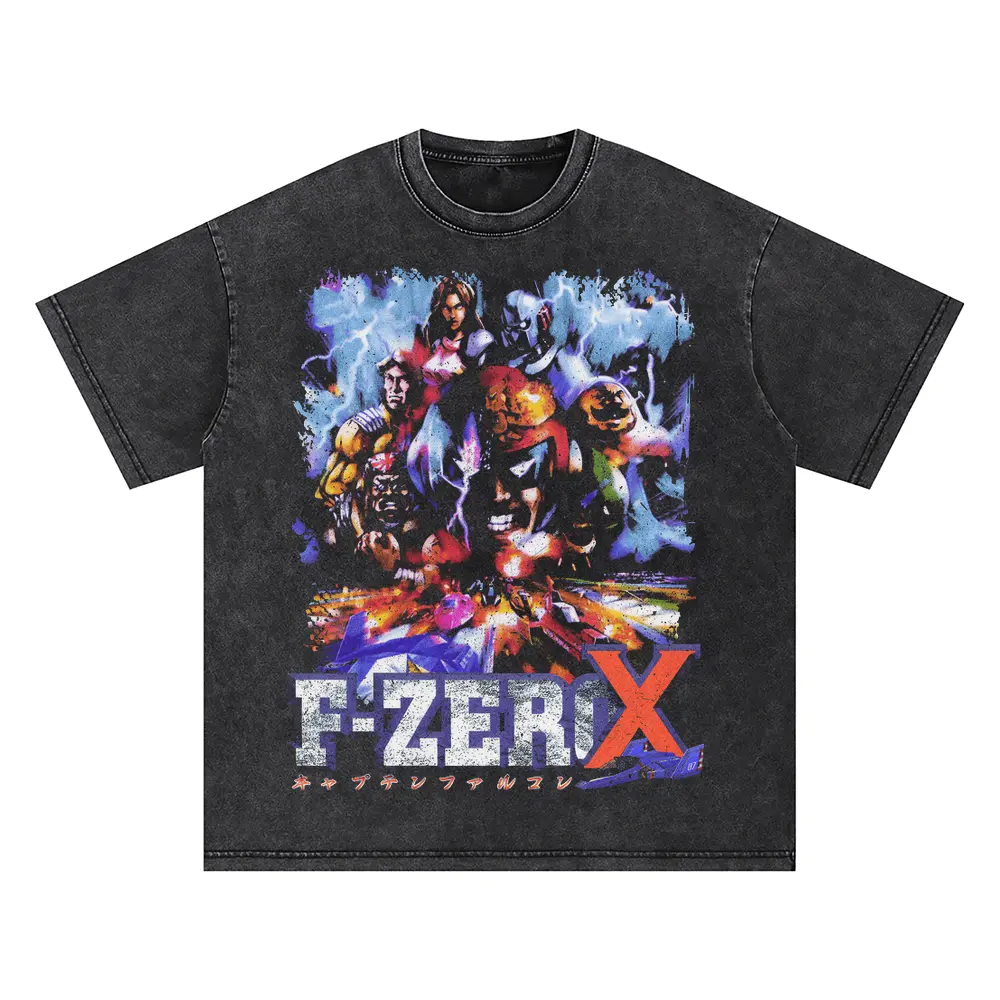 F Zero X Racers Oversized Acid Wash T-shirt