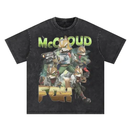 Fox McCloud Lylat Wars Oversized Acid Wash T-shirt