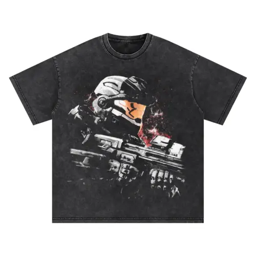 Master Chief Helmet Oversized Acid Wash T-shirt