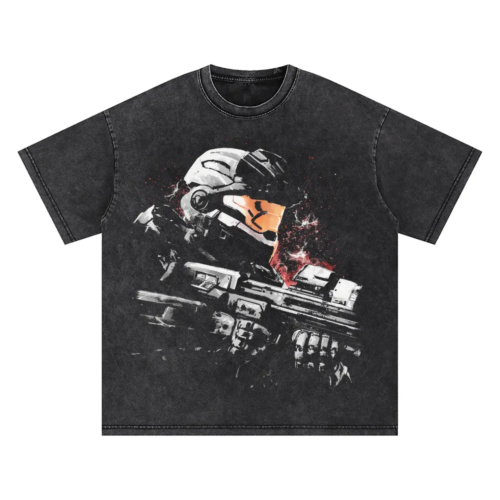 Master Chief Helmet Oversized Acid Wash T-shirt
