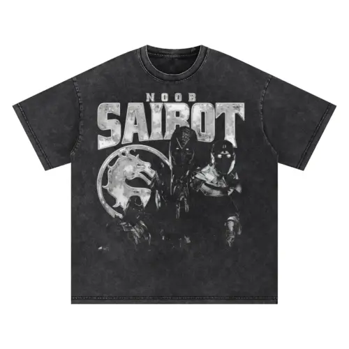 Noob Saibot In The Shadows Oversized Acid Wash T-shirt