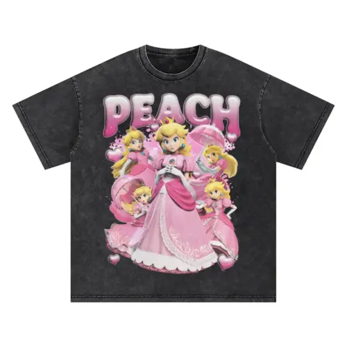 Princess Peach And Friends Oversized Acid Wash T-shirt