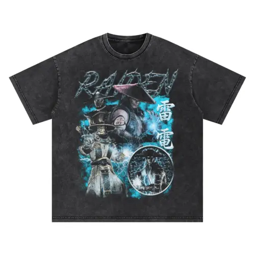 Raiden The Thunder God Oversized Acid Wash T-shirt