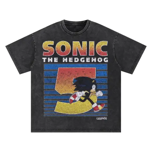 Sonic Retro Run Oversized Acid Wash T-shirt