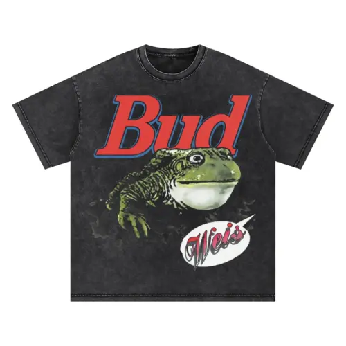 Bud Weis Er Frog Oversized Acid Wash T-shirt