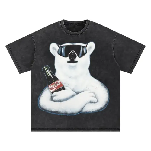 Cool Cola Bear Oversized Acid Wash T-shirt