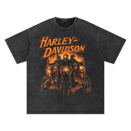 Harley Davidson Night Riders Oversized Acid Wash T-shirt