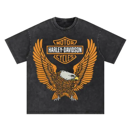 Harley Davidson Eagle Shield Oversized Acid Wash T-shirt