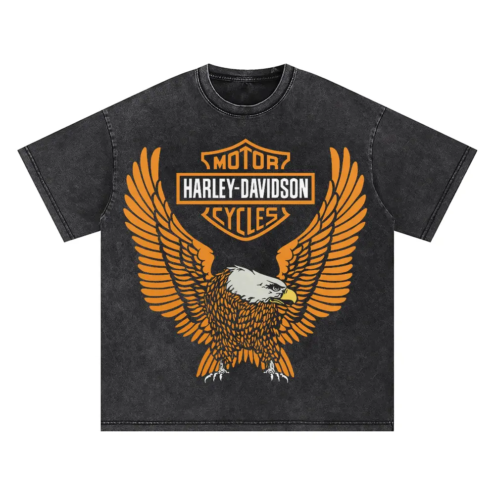 Harley Davidson Eagle Shield Oversized Acid Wash T-shirt