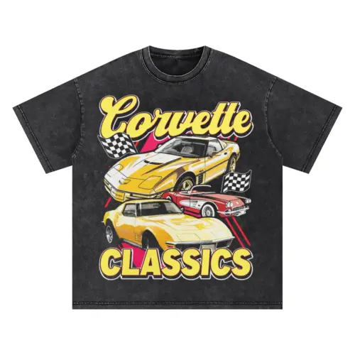 Corvette Generations Classic Oversized Acid Wash T-shirt