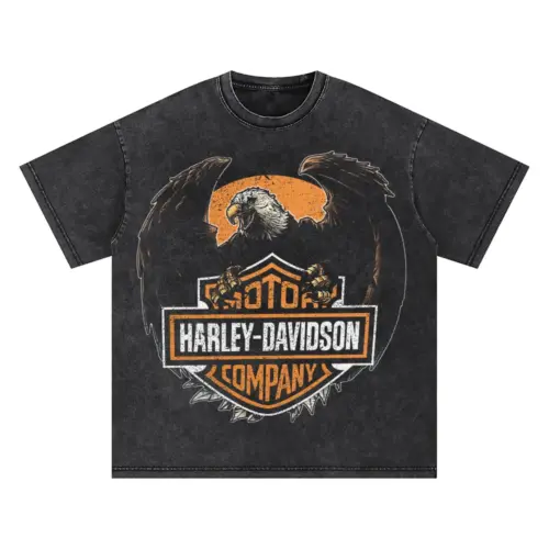 Harley Davidson Company Eagle Oversized Acid Wash T-shirt