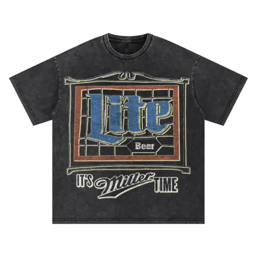 It's Miller Time Neon Oversized Acid Wash T-shirt