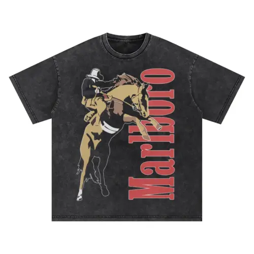 Silhouette Of A Cowboy Oversized Acid Wash T-shirt