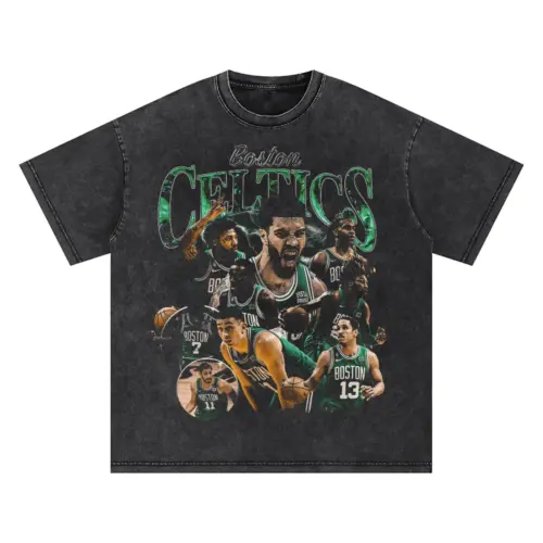 Boston Celtics Tatum And Brown Era Oversized Acid Wash T-shirt