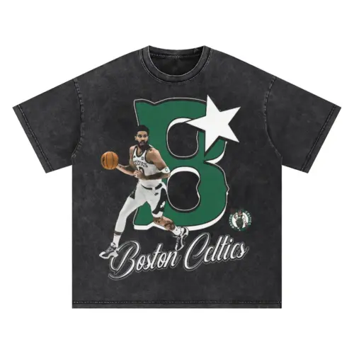 Boston Celtics Lucky The Leprechaun Logo Oversized Acid Wash T-shirt