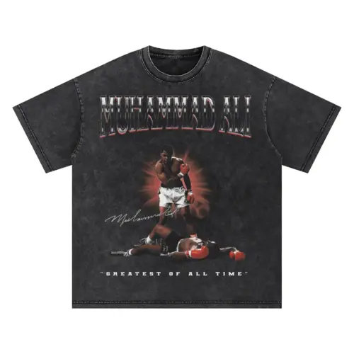 Muhammad Ali Signature Greatness Oversized Acid Wash T-shirt