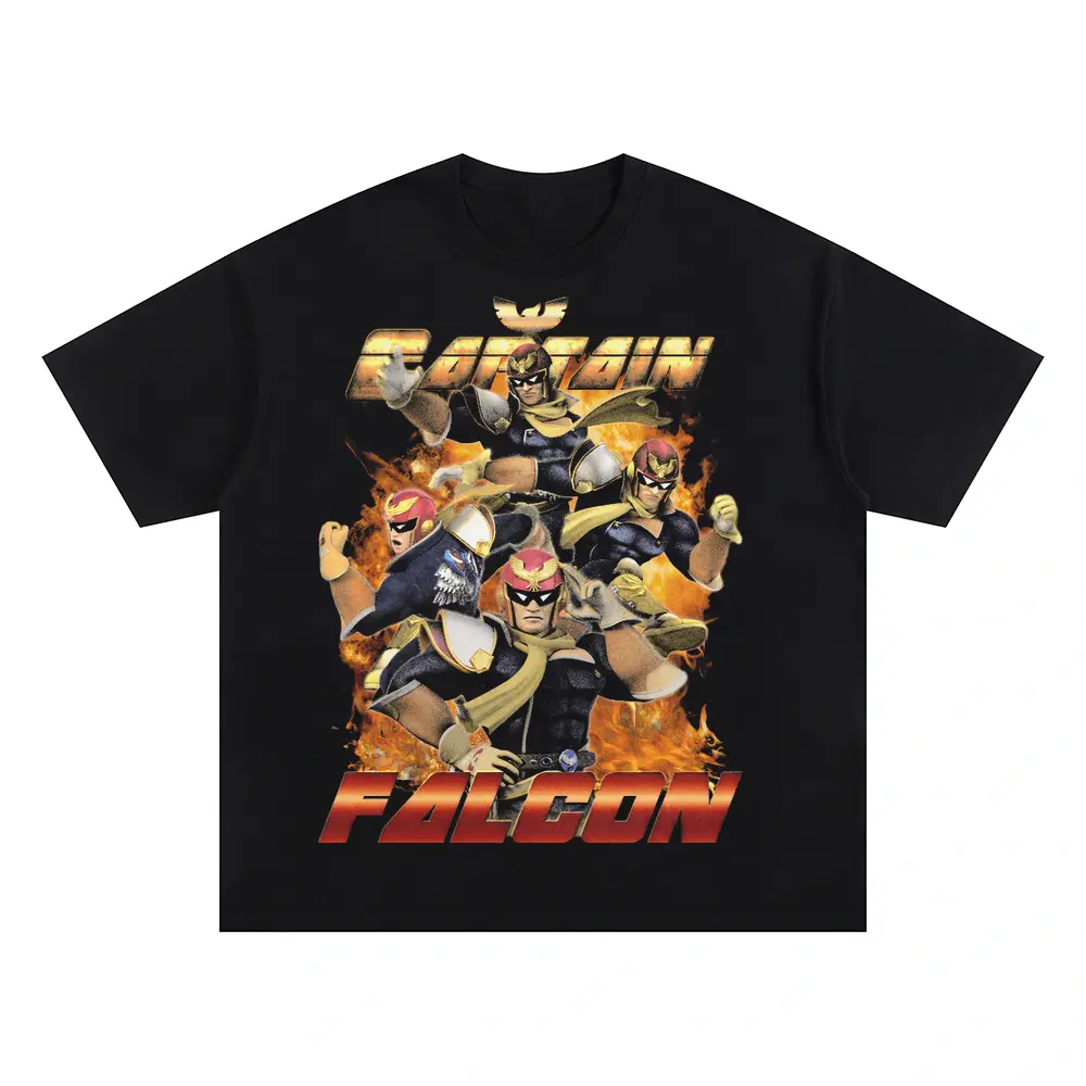 Falcon Punch Oversized Black Graphic Tee