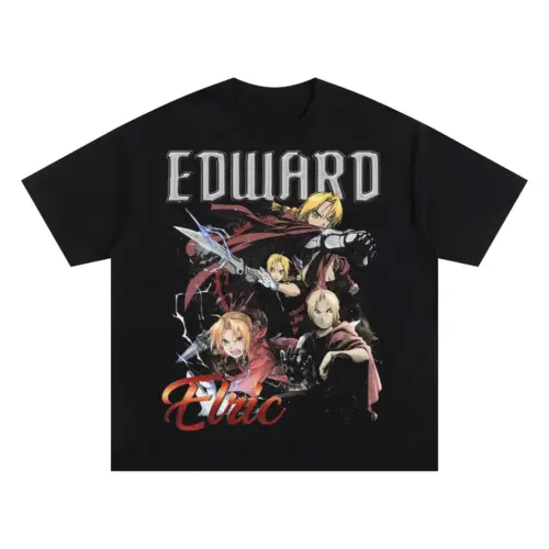 Fullmetal Alchemist Edward Oversized Black Graphic Tee