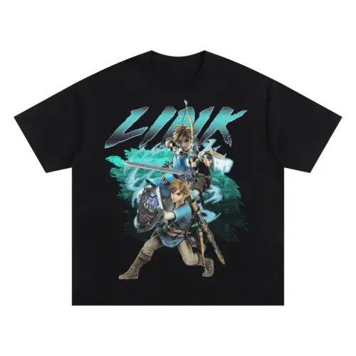 Hero Of Hyrule Oversized Black Graphic Tee
