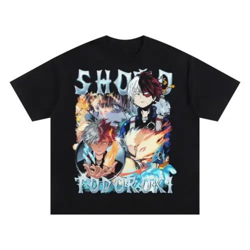 Half Cold Half Hot Hero Oversized Black Graphic Tee